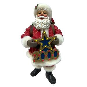 Clothtique Possible Dreams Santa GREETING THE MILLENNIUM 2000 Music Lights Works